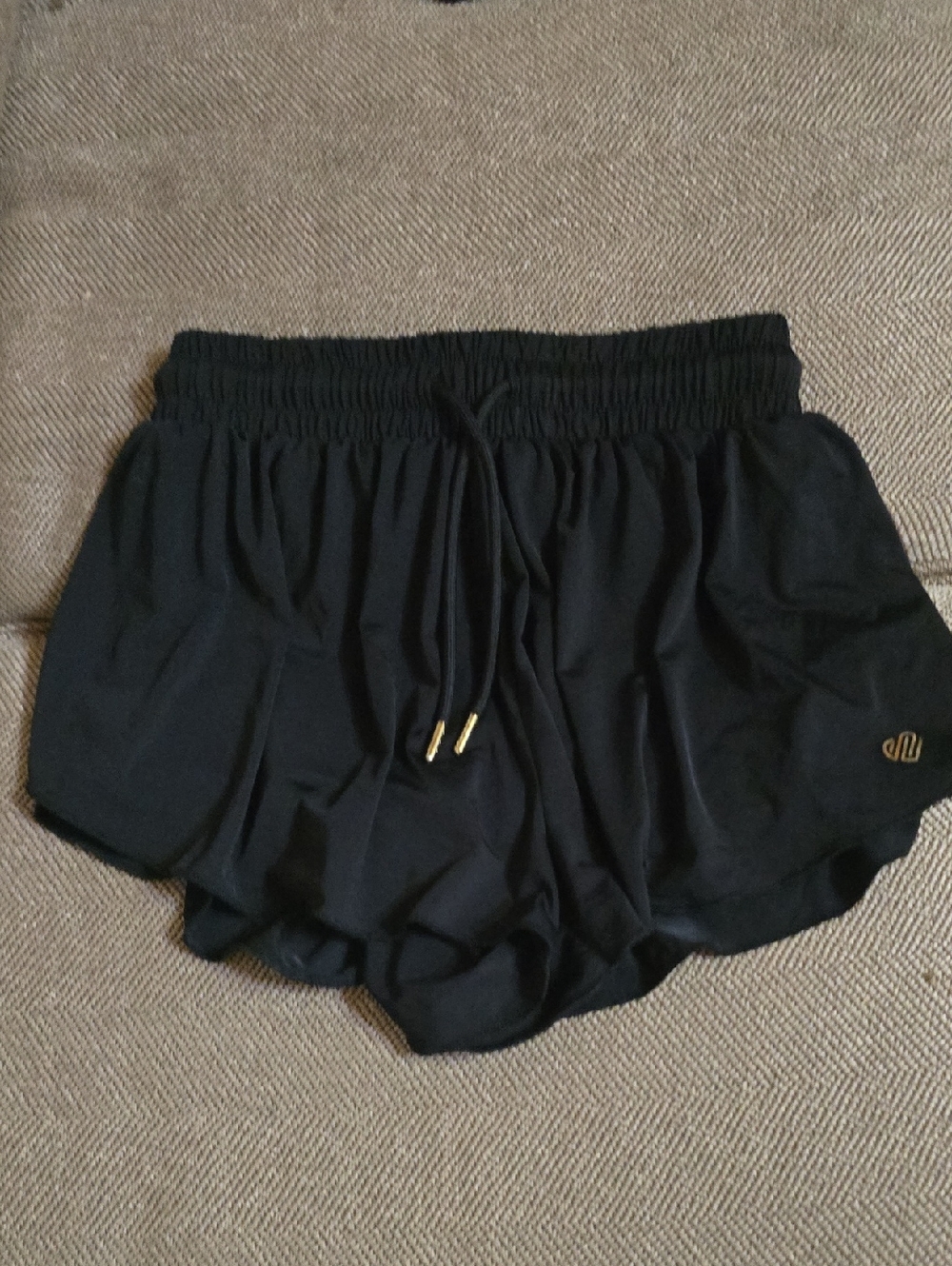 Justice Black Athletic Pull-On Shorts with Gold Accents